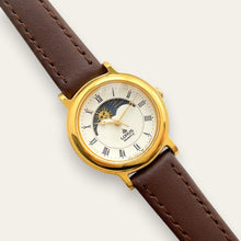 Load image into Gallery viewer, Vintage Lorus by Seiko Sun &amp; Moon Ladies Watch, Leather Strap, Quartz
