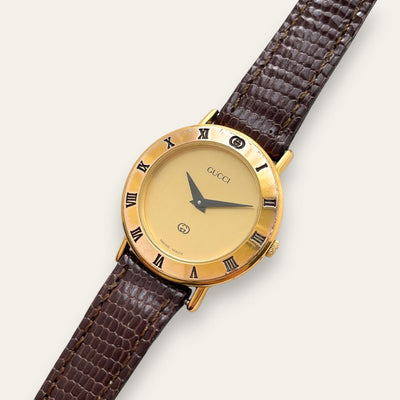 Vintage Gucci 3000L Swiss Quartz Watch, Gold-Tone, Roman Numeral Bezel