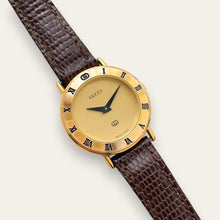 Load image into Gallery viewer, Vintage Gucci 3000L Swiss Quartz Watch, Gold-Tone, Roman Numeral Bezel
