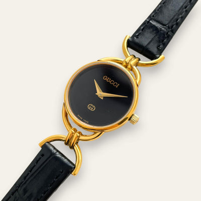 1990s Vintage Gucci 6000L Quartz Watch - Black Dial
