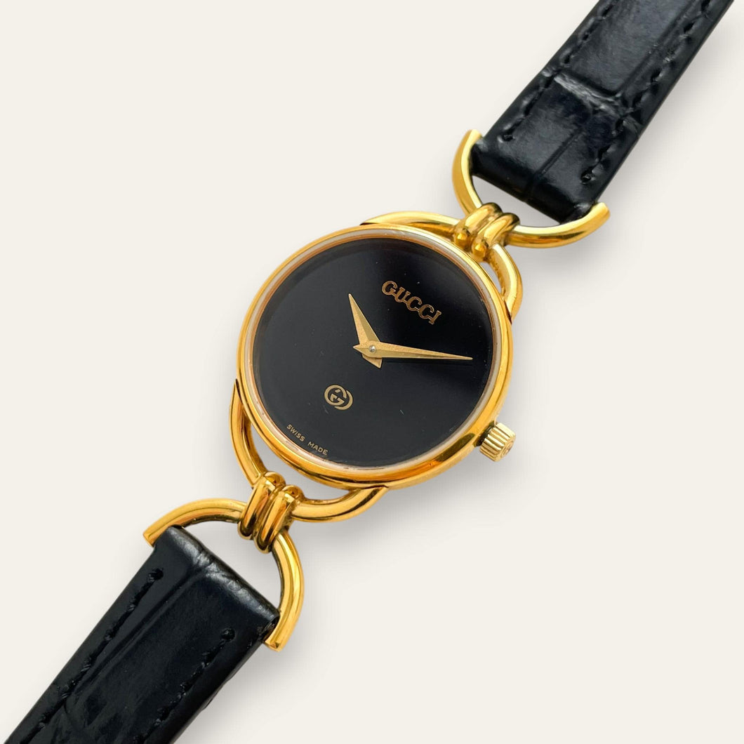 1990s Vintage Gucci 6000L Quartz Watch - Black Dial  display picture 1