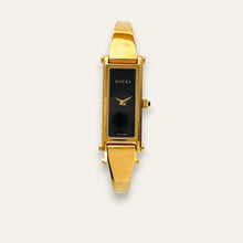 Load image into Gallery viewer, Vintage Ladies' Gold-Plated Gucci 1500L Bangle Quartz Watch - Black
