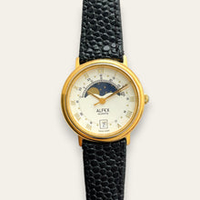 Load image into Gallery viewer, Vintage Alfex Swiss Moon Phase Quartz Watch, Roman Numerals, Cream Dial
