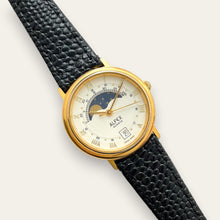 Load image into Gallery viewer, Vintage Alfex Swiss Moon Phase Quartz Watch, Roman Numerals, Cream Dial
