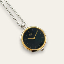 Load image into Gallery viewer, Vintage Seiko 1400-0920 Pendant Watch, Black Dial, Two-Tone, Quartz
