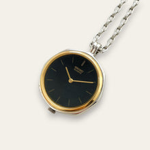 Load image into Gallery viewer, Vintage Seiko 1400-0920 Pendant Watch, Black Dial, Two-Tone, Quartz
