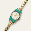 Vintage Bucherer Mechanical Cocktail Watch with Green Guilloche Enamel