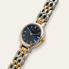 Load image into Gallery viewer, Vintage Seiko Two Tone Bracelet Watch Navy Blue Dial 1990s Quartz
