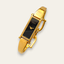 Load image into Gallery viewer, Vintage Ladies' Gold-Plated Gucci 1500 Bangle Quartz Watch - Black
