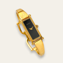 Load image into Gallery viewer, Vintage Ladies' Gold-Plated Gucci 1500 Bangle Quartz Watch - Black
