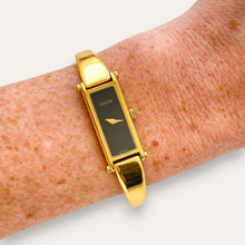 Load image into Gallery viewer, Vintage Ladies' Gold-Plated Gucci 1500 Bangle Quartz Watch - Black

