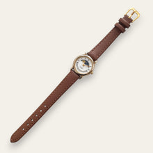 Load image into Gallery viewer, Vintage F. Hinds Moon Phase Ladies' Gold-Tone Watch | White Dial, Quartz
