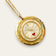 Load image into Gallery viewer, Vintage Timeroy Gold-Tone Swiss Mechanical Pendant Watch, Heart Detail
