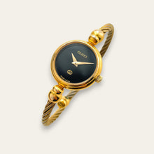 Load image into Gallery viewer, Vintage Gucci 2700L Ladies' Quartz Watch Black Dial Gold Cable Bangle
