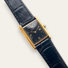 Load image into Gallery viewer, Vintage Must de Cartier Tank Vermeil Quartz Black Dial Roman Numerals
