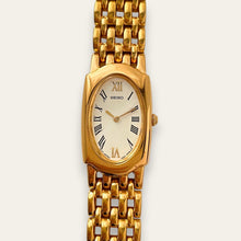 Load image into Gallery viewer, Vintage Seiko Quartz Tonneau Gold-Plated Ivory Dial Watch 1N00-6E10
