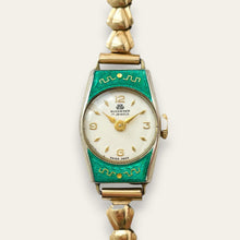 Load image into Gallery viewer, Vintage Bucherer Mechanical Cocktail Watch with Green Guilloche Enamel
