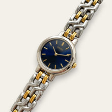 Load image into Gallery viewer, Vintage Seiko Two Tone Bracelet Watch Navy Blue Dial 1990s Quartz
