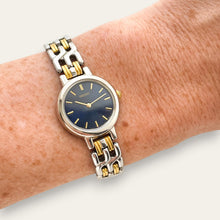 Load image into Gallery viewer, Vintage Seiko Two Tone Bracelet Watch Navy Blue Dial 1990s Quartz
