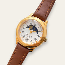 Load image into Gallery viewer, Vintage Avia Sun &amp; Moon Ladies' Gold-Tone Watch | White Dial, Quartz
