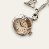 Vintage Bucherer Swiss Mechanical Pendant Watch Silver-Tone Bar Chain