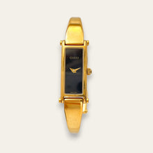 Load image into Gallery viewer, Vintage Ladies' Gold-Plated Gucci 1500 Bangle Quartz Watch - Black
