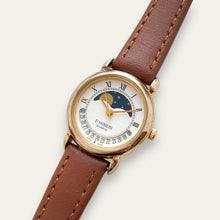 Load image into Gallery viewer, Vintage F. Hinds Moon Phase Ladies' Gold-Tone Watch | White Dial, Quartz
