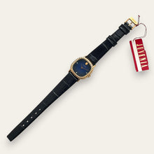 Load image into Gallery viewer, Vintage Juvenia Mechanical Watch Blue Dial Gold Rope Bezel 1970s Swiss
