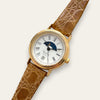 Vintage Equinox Quartz Watch Sun and Moon Dial Gold Tone Roman Numerals