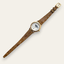 Load image into Gallery viewer, Vintage Equinox Quartz Watch Sun and Moon Dial Gold Tone Roman Numerals
