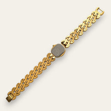 Load image into Gallery viewer, Vintage Seiko Ladies Watch Gold-Tone Black Dial Woven Bracelet Quartz
