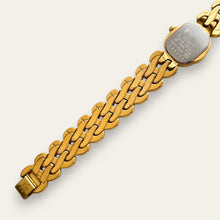 Load image into Gallery viewer, Vintage Seiko Ladies Watch Gold-Tone Black Dial Woven Bracelet Quartz
