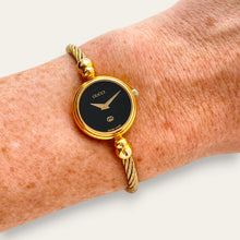 Load image into Gallery viewer, Vintage Gucci 2700L Ladies' Quartz Watch Black Dial Gold Cable Bangle
