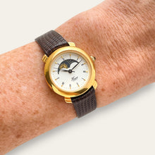 Load image into Gallery viewer, Vintage Sun &amp; Moon Ladies' Gold-Tone Watch | Moonphase, Quartz
