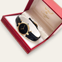 Load image into Gallery viewer, Vintage Must de Cartier Vendome Quartz Vermeil Black Dial Ladies Watch
