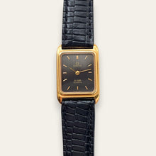Load image into Gallery viewer, Vintage Omega De Ville Quartz Watch Gold Plated Black Dial 1980s Swiss
