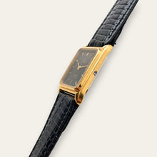Load image into Gallery viewer, Vintage Omega De Ville Quartz Watch Gold Plated Black Dial 1980s Swiss
