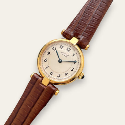 Vintage Must de Cartier Vendome Vermeil Quartz Watch 925 Silver Gilt