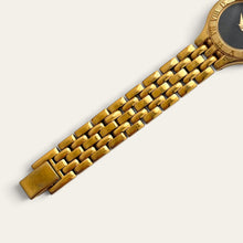 Load image into Gallery viewer, Vintage Seiko Quartz Ladies Gold Watch Black Dial Roman Numeral Bezel
