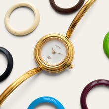 Load image into Gallery viewer, Vintage 1990s Gucci 1100L Ladies Quartz Watch Interchangeable Bezels
