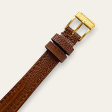 Load image into Gallery viewer, 1990s Vintage Gucci 6000L Quartz Watch - Gold Dial, Brown Strap
