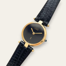 Load image into Gallery viewer, Vintage Must de Cartier Vendome Quartz Vermeil Black Dial Ladies Watch
