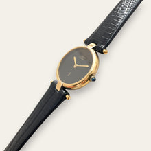 Load image into Gallery viewer, Vintage Must de Cartier Vendome Quartz Vermeil Black Dial Ladies Watch
