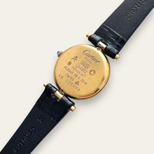 Load image into Gallery viewer, Vintage Must de Cartier Vendome Quartz Vermeil Black Dial Ladies Watch
