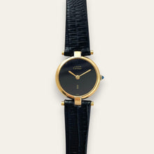 Load image into Gallery viewer, Vintage Must de Cartier Vendome Quartz Vermeil Black Dial Ladies Watch
