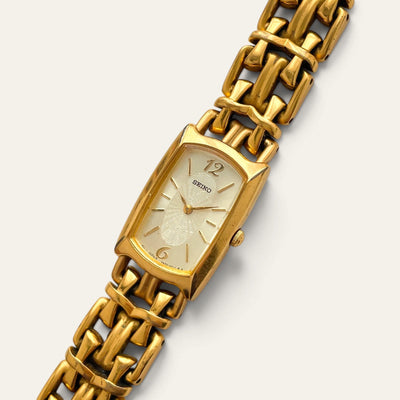 Vintage Seiko Ladies Gold-Plated Quartz Watch Champagne Dial Bracelet