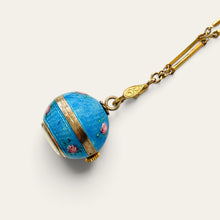 Load image into Gallery viewer, Vintage Bucherer Mechanical Ball Watch Pendant 800 Silver Blue Enamel
