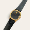 Vintage Juvenia Mechanical Watch Black Dial Gold Rope Bezel 1970s Swiss