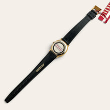 Load image into Gallery viewer, Vintage Juvenia Mechanical Watch Black Dial Gold Rope Bezel 1970s Swiss
