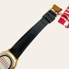 Load image into Gallery viewer, Vintage Juvenia Mechanical Watch Black Dial Gold Rope Bezel 1970s Swiss
